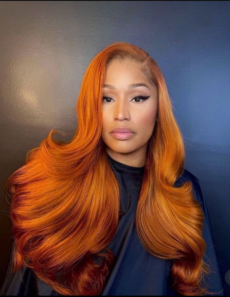 Ginger Sew In Weave Black Women, Ginger Wig Black Women, Nicki Minaj Wig, Long Weave Hairstyles, Black Hair Inspiration, High Fashion Hair, Human Virgin Hair, Cool Braid Hairstyles, Celebrity Hair Stylist