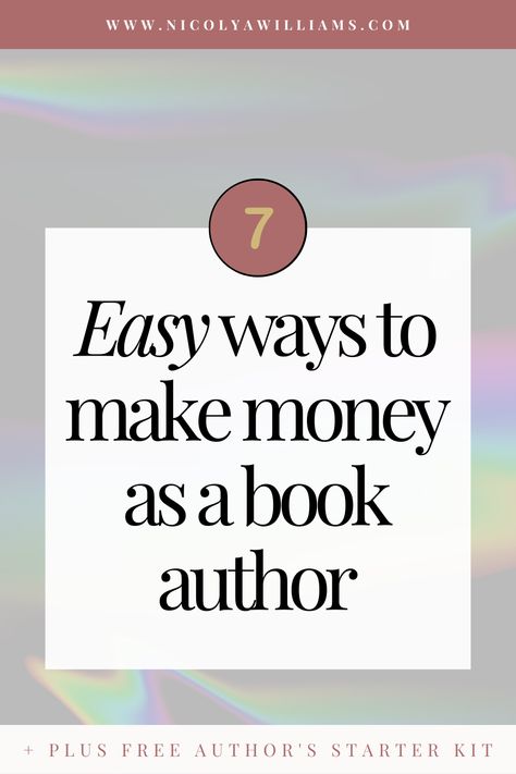 Do you want to make extra money as an author? Do you have a great idea for a book but don't know where to start? Then this is the guide for you! In this guide, you'll learn creative ways to make more money as an author, from writing a book or novel to different forms of passive income. Plus grab a free author starter kit perfect for beginner writers. So what are you waiting for? Unlock the secrets to financial freedom today! Becoming An Author, Author Aesthetic, Successful Author, Author Tips, Easy Ways To Make Money, Author Branding, Book Cover Design Inspiration, Make Money From Pinterest, Writing Goals