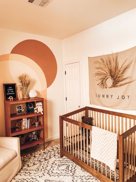 72AD613D-6F78-464B-881B-5F5A32EFB6FC Dark Wood Boho Nursery, Gender Neutral Boho Nursery, Grunge Nursery, Baby Boy Boho Nursery, Dessert Nursery, Magical Kids Room, Furniture Design Bedroom, Anthropologie Curtains, Pampas Grass Wreath