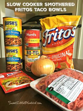 Frito Bowl, Fritos Taco Bowls, Taco Bowl, Walking Tacos, Taco Bowls, Crowd Pleasing Recipes, Chop Suey, Crockpot Dishes, Crockpot Recipes Slow Cooker