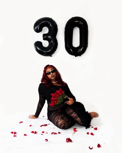 Here lies my 20s🪦We laughed, we cried, and we delulued. Cheers to my 30s and all the blessings God has for me and my village 🖤🥂 Rip To My 20s Photoshoot With Friends, All Black Photoshoot With Roses, Black Women, Black