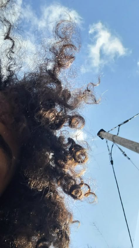 Curly hair and the blue sky ~ follow your dreams. Curly Hair Aesthetic Faceless, Fake Life, The Blue Sky, Follow Your Dreams, Curly Girl Hairstyles, Couples Goals, Curly Girl, Blue Aesthetic, Cute Couples Goals