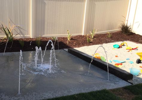 Backyard Splash Pad, Backyard Water Parks, Splash Blocks, Side Yard Landscaping, Landscape Construction, Splash Pad, Garden Maintenance, Home Landscaping, Side Yard