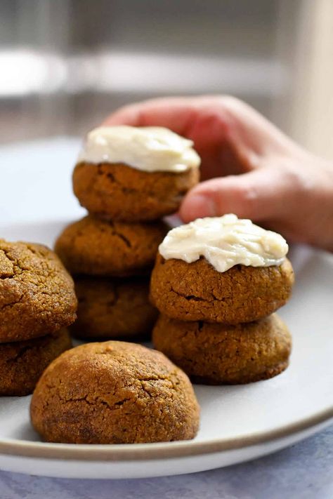 Pumpkin Cookies (Paleo, Gluten Free, Grain Free) - Nom Nom Paleo® Grain Free Pumpkin Cookies, Paleo Pumpkin Cookies, Gluten Free Desserts Thanksgiving, Paleo Desert, Dairy Free Cream Cheese Frosting, Paleo Pumpkin Recipes, Glutenfree Cookies, Gluten Free Pumpkin Cookies, Pumpkin Cookies Healthy