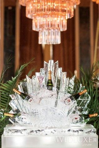 Gatsby Girl | WedLuxe Magazine Ice Sculpture Wedding, Great Gatsby Themed Wedding, Gatsby Girl, 20s Wedding, Gatsby Wedding Theme, Cocktail Hour Wedding, Nye Wedding, Ice Art, Gatsby Theme