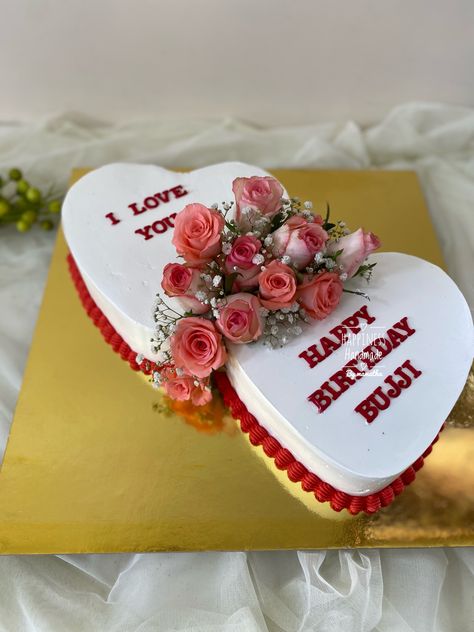 Happy Birthday Love Cake, Heart Birthday Cake, Heart Birthday, Shaped Cake, Heart Shaped Cakes, Happy Birthday Love, Birthday Love, Love Cake, Double Heart