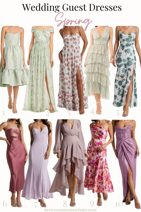 Classy And Casual Spring Wedding Guest Dresses - Between Moon And Sun Pastel Colors Dresses, Casual Spring Wedding, Spring Wedding Guest Attire, Dresses For A Wedding, Spring Wedding Guest Dresses, Garden Wedding Dress Guest, Wedding In Spring, Wedding Guest Outfit Spring, Formal Wedding Attire