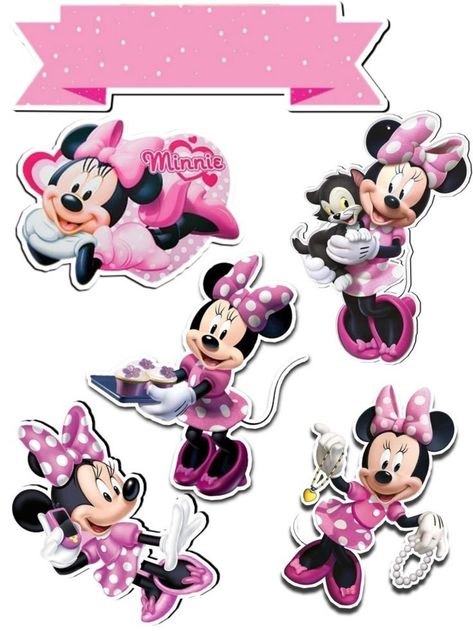 Sofia The First Cartoon, Diy Cake Topper Printable, Topper Minnie Mouse, Mike Mouse, Minnie Mouse Stickers, Minnie Mouse Cake Topper, Minnie Mouse Birthday Decorations, Minnie Mouse Cupcakes, Minnie Cake