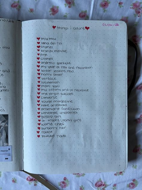 Things I Adore Journal Page, Things I Adore Journal, Things I Adore, Comfort Things, World Chef, Writing Journals, Journal Inspiration Writing, Music Journal, Creating A Bullet Journal