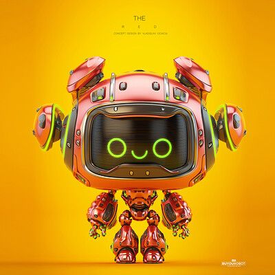 Robot Logo, Red Robot, V Ray, Illustration Character, Robots Concept, Robot Art, Robot Concept Art, Game Logo, Autodesk 3ds Max