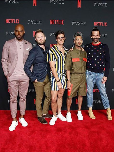 In its fifth season, Netflix’s “Queer Eye”, a reboot of the 2003 show, has become a safe harbor of positivity and acceptance in what can be an otherwise dispiriting TV landscape. In a world of cynicism and political divide, the Queer Eye’s “Fab Five” reminds us that grooming, style, and self-care can be cathartic and necessary to one’s wellbeing. Queer Eye Outfits, Green Color Corrector, Invisible Hair Extensions, Tan France, Fab 5, Queer Eye, Fab Five, Grooming Style, Concealer For Dark Circles