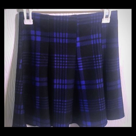 Blue And Black Plaid Pleated Mini Blue And Black, Black Plaid, Skirts Mini, Black Blue, Mini Skirt, Blue Black, Mini Skirts, Plaid, Skirt