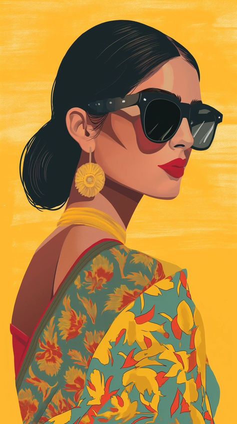 Colorful Art Paintings, Canvas Painting Designs, Illustration Art Girl, Girly Art Illustrations, Indian Art Paintings, Art Et Illustration, Art And Illustration, Art Inspiration Painting, Painting Art Projects