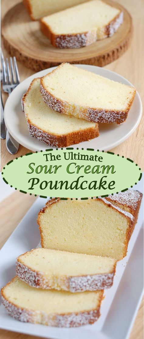 After months of research and testing I created Pound Cake Perfection. The ultimate sour cream poundcake has a lovely flavor and it melts in your mouth. Basic Pound Cake Recipe, Cake Recipe With Sour Cream, Recipe With Sour Cream, Homemade Sour Cream, Sour Cream Pound Cake, Sour Cream Recipes, Sour Cream Cake, Solfeggio Frequencies, Pound Cake Recipe