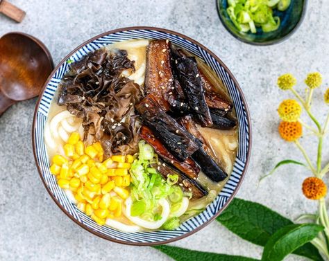 Learn more about Miso Udon Noodles with Teriyaki Eggplant from SideChef! Teriyaki Aubergine, Miso Udon, Small Eggplant, Teriyaki Glaze, Eggplant Recipe, Mushroom Salad, Udon Noodles, Ramen Recipes, Food Articles