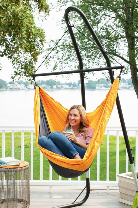 The Ceara outdoor hammock chair adds comfort to the quality time that you spend outdoors. This versatile single hammock chair for outside can accent your patio furniture, add more comfort to your backyard, or be your go-to lounge spot on the porch. Bring it along while traveling and relax near the campfire with this comfortable tree hammock. Several color options are available. Tree Hammock, Outdoor Hammock Chair, Patio Hammock, Travel Hammock, Hammock Stands, Portable Hammock, Camping Hammock, Outdoor Hammock, Swing Chair