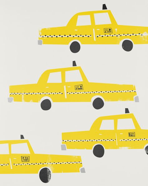 New York Taxi, Voyage New York, Yellow Taxi, Artfully Walls, Autumn In New York, Taxi Cab, City Illustration, Fun Illustration, Modern City