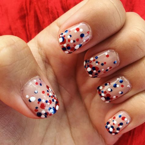 Fourth of July Nail Art Ideas You Need to Copy This Holiday | Brit + Co Natural Nail Art, Fourth Of July Nails, 4th Of July Nails, Polka Dot Nails, Shoulder Tattoos For Women, Dots Nails, July Nails, Vacation Nails, Nails For Kids