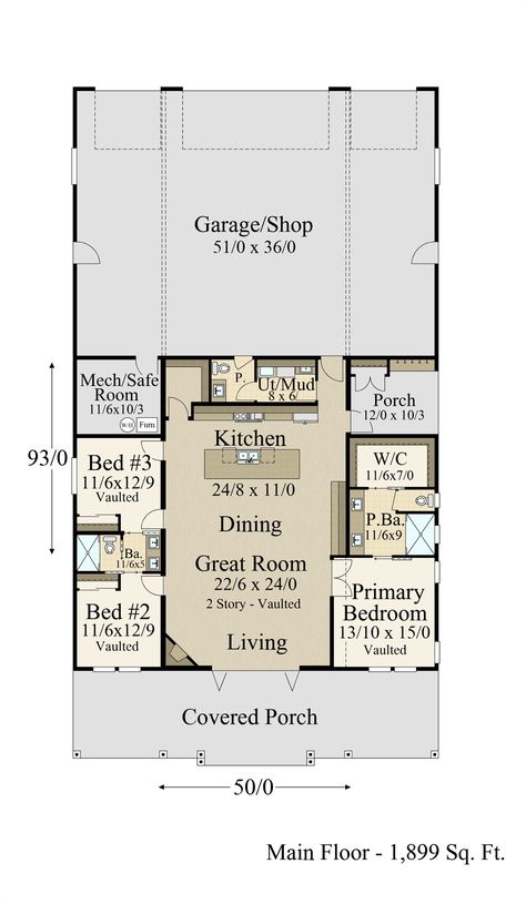 3 Room House Plan, Barndominium House Plans, Lodge House Plans, Loft Floor Plans, Barndominium House, House Plan With Loft, House Plans Ideas, Barndominium Plans, Basement Floor Plans