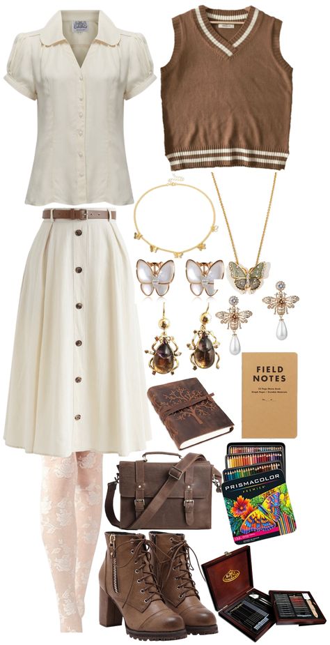 Light Academia — Etymologist outfit ideas | White Academia Outfit, Light Fairycore Aesthetic Outfits, Light Academia Accessories, Light Academia Outfit Women, Pastel Academia Outfit, Light Academia Aesthetic Outfit, White Academia, Light Academia Style, Light Outfits