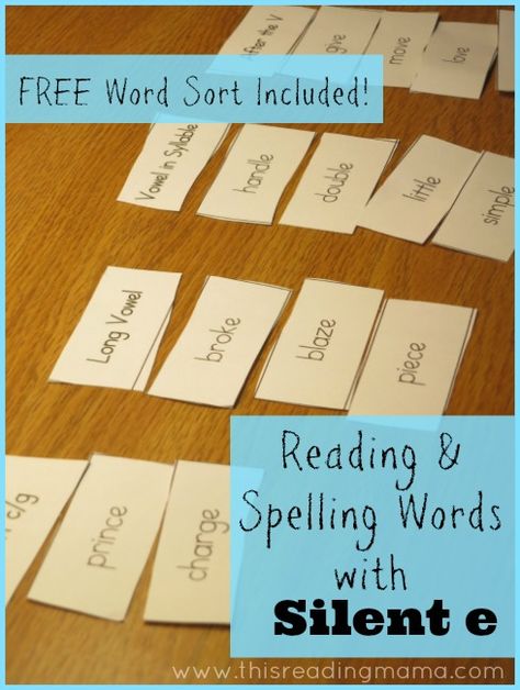 Reading and Spelling Words with Silent e (Free Printable Included) | This Reading Mama Word Study Activities, Word Sort, Silent E, Learn To Spell, Phonics Words, Spelling Activities, Word Sorts, Phonics Reading, Teaching Literacy