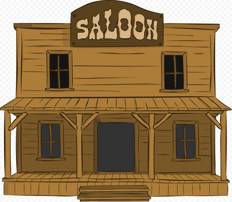 Western Buildings, Eiffel Tower Craft, Western Cartoon, Wild West Saloon, Western Clip Art, Old West Saloon, Old Western Towns, Old Western, Western Town