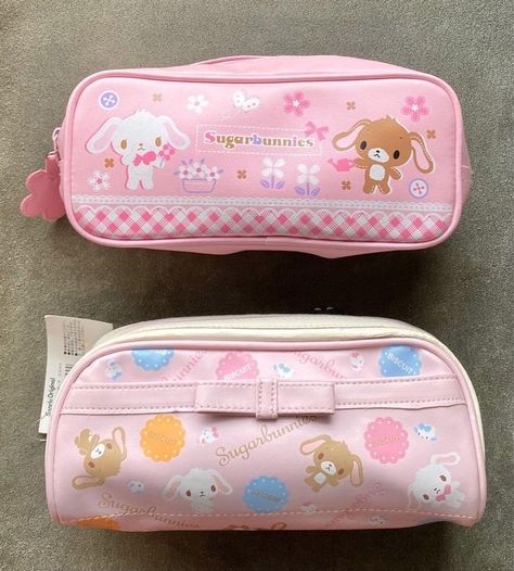 Kawaiicore School Supplies, Pink Preppy Aesthetic, Sugar Bunnies, Stationary Bag, Pretty School Supplies, Cartoon For Kids, Stationery Obsession, Bunny Cartoon, School Bag Essentials