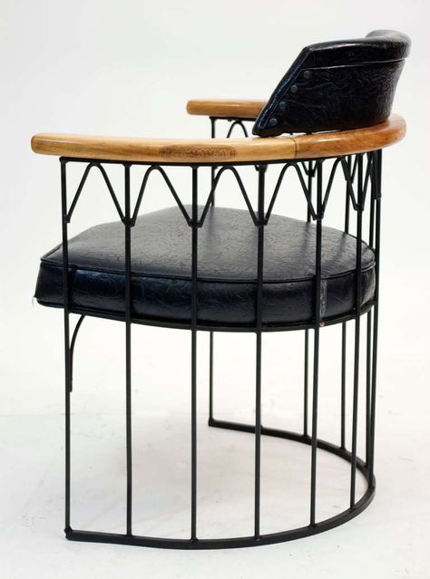 Russell Woodard; Enameled Iron and Wood Armchair, c1960. Wrought Iron Patio Table, Modern Gardening, Modern Garden Furniture, Wood Armchair, Building Garden, Iron Patio Furniture, Wood Chair Design, Wrought Iron Chairs, Wrought Iron Patio Furniture