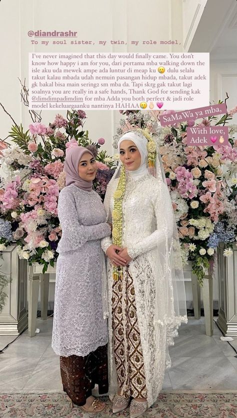 Wedding Dress Hijab Adat Jawa, Bestie Wedding Caption, Caption Pernikahan, Pengantin Jawa Hijab, Ucapan Wedding, Akad Dress, Bali Wedding Dress, Muslim Wedding Hijab, Javanese Wedding