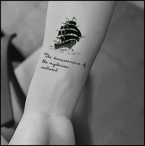 Ship tattoos Pirate Ship Tattoo Drawing, Boats Tattoo, Pirate Ship Tattoos, Pirate Ship Tattoo, Hexagon Tattoo, Sailboat Tattoo, Boat Tattoo, Bear Tattoos, Nautical Tattoo