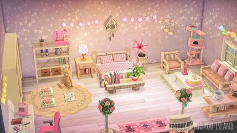 X NOT MINE!! X Faii Punnita / Poo Poo Island Acnh Pink Bedroom, Acnh Pink House, Animal Crossing Room Ideas Bedroom, Acnh Bedroom Ideas, Acnh Bedroom, Acnh 2023, Fairy Core Room, Acnh Rooms, Bedroom Ideas Pink