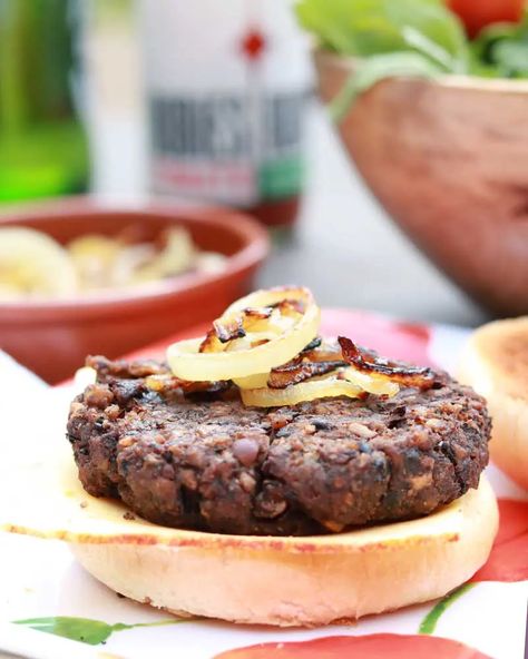 I've created the Ultimate Vegan Blackbean & Mushroom Seitan Burger!! What makes it SO good? Well, it's still a vegan burger, but with a meaty twist. The black beans & mushrooms provide deep umami flavour & a great vegan bean texture, while the seitan adds a bounce and meaty style texture that really satisfies carnivores & vegans alike. Make sure you try this vegan burger recipe for your next BBQ or cookout. It's so delicious and everyone will love it. #veganburger #vegan #veganrecipe Seitan Burger, Vegan Bean, Vegan Burger Recipe, Vegan Barbecue, Vital Wheat Gluten, Vegan Beans, Vegan Burger, Burger Recipe, Seitan