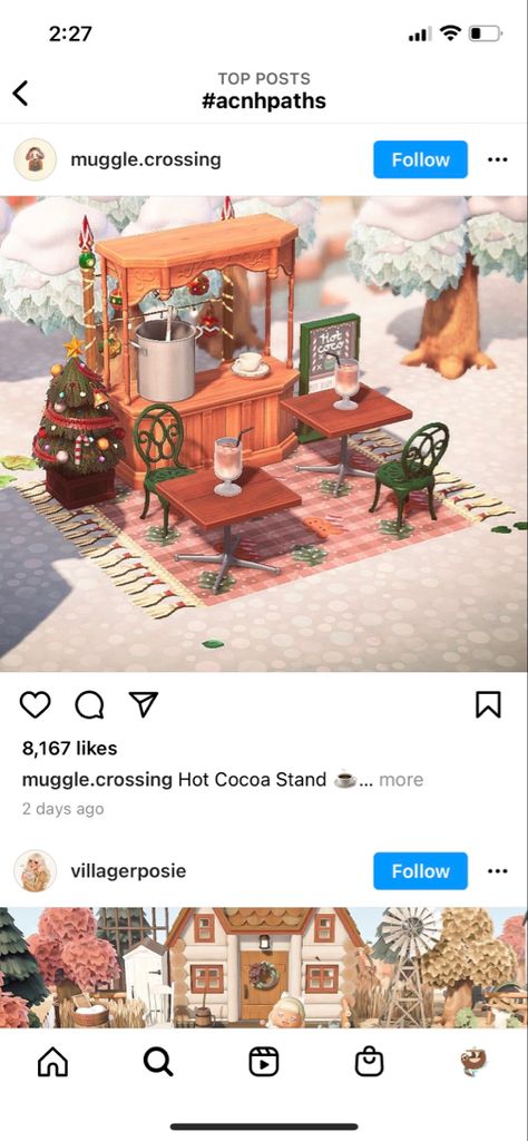 Acnh Pie Shop, Christmas Market Animal Crossing, Acnh Dessert Stand, Animal Crossing Hot Cocoa Stand, Acnh Hot Cocoa Truck, Acnh Seasonal Area, Acnh Hot Chocolate Stall, Animal Crossing Hot Chocolate Stall, Acnh Mabel Store Design