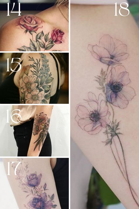 Vintage Flower Tattoo Ideas for Old Souls - TattooGlee Lacey Tattoos, Old Soul Tattoo, Souls Tattoo, Vintage Floral Tattoos, Tattoos On Back, Vintage Flower Tattoo, Flower Tattoo Ideas, Bright Tattoos, Flower Tattoo Meanings