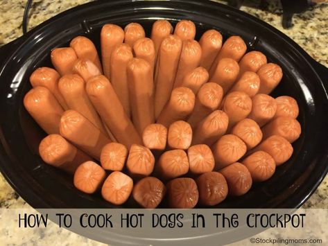 Hot Dogs In Crock Pot, Crockpot Hotdogs, Crockpot Party Food, Grilling Hot Dogs, Hot Dog Bar, Hot Dog Recipes, Clean Eating Snacks, How To Cook, Slow Cooker Recipes