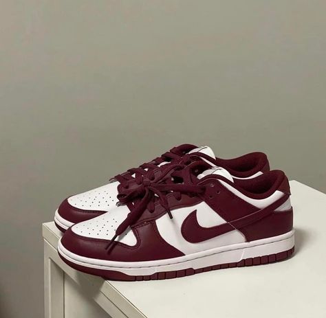 New Nike Shoes 2024, Burgundy Dunks Outfit, Burgundy Dunks, Burgundy Nike Shoes, Cherry Sneakers, Burgundy Nike, Burgundy Nikes, Maroon Shoes, Back To School Shoes