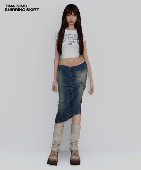 Low Waist Jeans Sims 4 Cc, Sims 4 Low Rise Skirt, Sims 4 Bloomers, Sims 4 Low Waist Jeans, Sims 4 Cc Baggy Jorts, Sims 4 Low Rise Jeans, Sims 4 Skirt, Mod Fashion Women, Long Jean Skirt Outfits