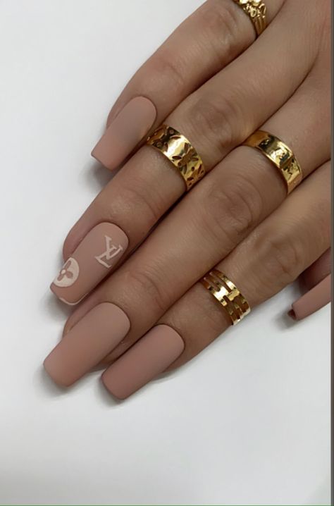 Nude Matte Nails Design, Beige Matte Nails, Matte Neutral Nails, Neutral Matte Nails, Pink Almond Acrylic, Nude Matte Nails, Matte Nude Nails, Uñas Color Cafe, Bright Colored Nails