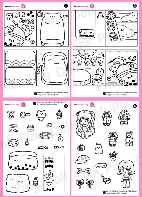 (Coloring pages) Pink Boba Squishy Book/Printables/Quiet book/Playbook/Paper toy - pinkpingdoll's Ko-fi Shop - Ko-fi ❤️ Where creators get support from fans through donations, memberships, shop sales and more! The original 'Buy Me a Coffee' Page. Pink Ping World Printables, Boba Squishy, Cute Paper Dolls Printable, Pink Boba, Squishy Book, Printable Paper Toys Templates, Paper Toy Printable, Paper Doll Craft, Book Printables