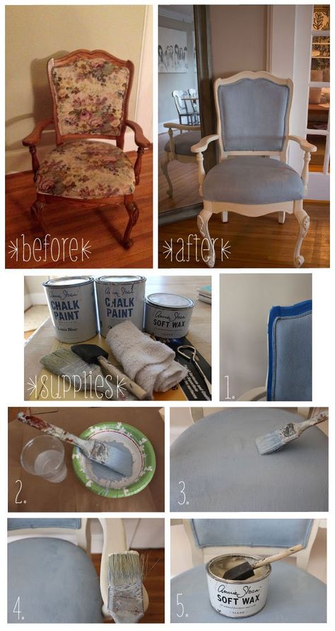 DIY Painted fabric chair with Annie Sloan Chalk Paint in Louis Blue #anniesloan #chalkpaint #lovetodiy #joujoumylovejewelry Painted Fabric Chair, Painting Fabric Chairs, Painting Fabric Furniture, Paint Upholstery, Painting Fabric, Cottage Shabby Chic, Painted Fabric, Fabric Chair, Chair Makeover