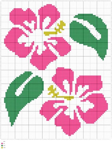 Hibiscus Flower Crochet Bag Pattern, Hawaii Pixel Art, Hibiscus Flower Pattern, Crochet Cross Stitch, C2c Crochet Pattern Free, Cross Stitch Projects Ideas, Flower Magic, Graph Crochet, Flower Tapestry