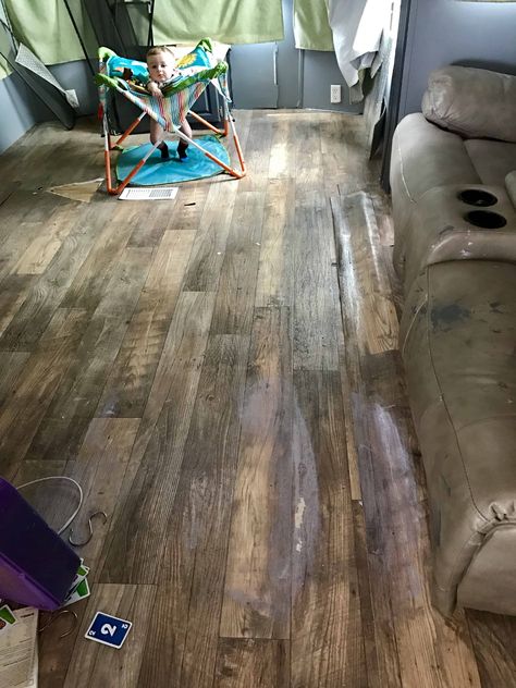 Fake Wood Flooring, Fake Wood, Home On Wheels, Waterproof Flooring, Their Story, House On Wheels, Wood Floors, A Family, Hardwood Floors