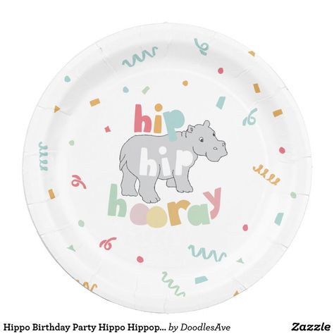 Hippo Birthday Party, Hippo Birthday, Hungry Hippos, Pig Party, Design Birthday, Kids Party Themes, Party Details, Paper Plates Party, Party Paper