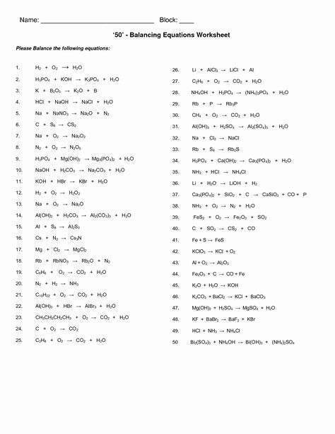 Balancing Equation Worksheet with Answers Fresh 13 Best Of Balancing Equations Worksheet Answer Key Worksheet Design, Balancing Chemical Equations, Equations Worksheets, Chemical Equations, Literal Equations, Dimensional Analysis, Balancing Equations, Writing Equations, Chemistry Worksheets