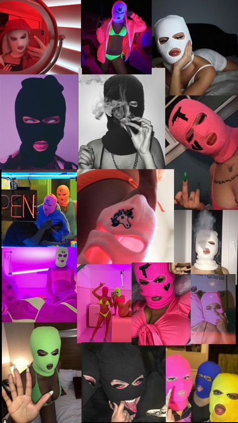 Ski Mask Wallpaper Aesthetic, Gangster Girl Aesthetic Wallpaper, Baddie Ski Mask Aesthetic, Ski Mask Wallpaper, Ski Mask Photoshoot, Ski Mask Girl Aesthetic, Ski Mask Girl, Ski Mask Tattoo, Mask Wallpaper