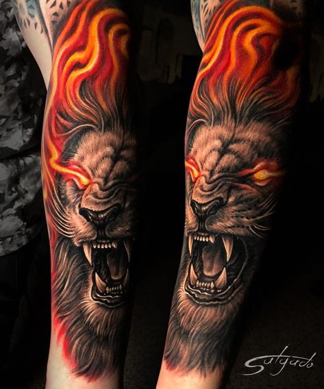 FLAMING LION 🦁🔥 #juansalgado #badass #colorful #tattoo #art #sleeve #inprogress Colorful Tattoo, Lion Tattoo, To Shine, Tattoo Art, Mansion, Portrait Tattoo, Tatting, Tattoo Ideas, Piercings