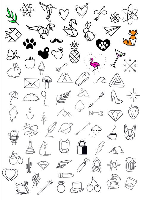 Beginner Flash Sheet, Easy Linework Tattoo, Easy Tattoo Stencils For Beginners, Small Easy Tattoos For Beginners, Hand Poke Tattoo Designs, Easy Beginner Tattoos, Stick And Poke Flash, Tattoo Ideas Stick And Poke, Stick And Poke Designs