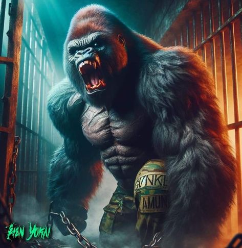 Mythology Creatures, Gorillas Art, Space Fantasy, Mythological Creatures, Bear Art, King Kong, Creature Art, T Rex, Game Character