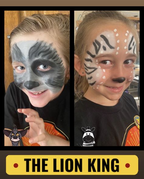 Hyena Face Paint and Zebra Face Paint Hyena Face Paint, Zebra Face Paint, Hyena Lion King, Lion Face Paint, Lion King Play, Lion King Costume, Zebra Face, Lion King Musical, Lion King Jr