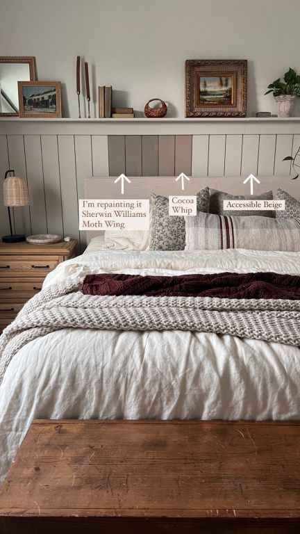 Bedroom Shiplap Accent Wall, Bedroom Shiplap, Shiplap Bedroom, Modern Vintage Bedrooms, Small Bedroom Makeover, Taupe Bedroom, Taupe Walls, Guest Bedroom Design, Shiplap Accent Wall